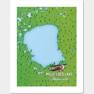 mille lacs lake Minnesota travel map Posters and Art